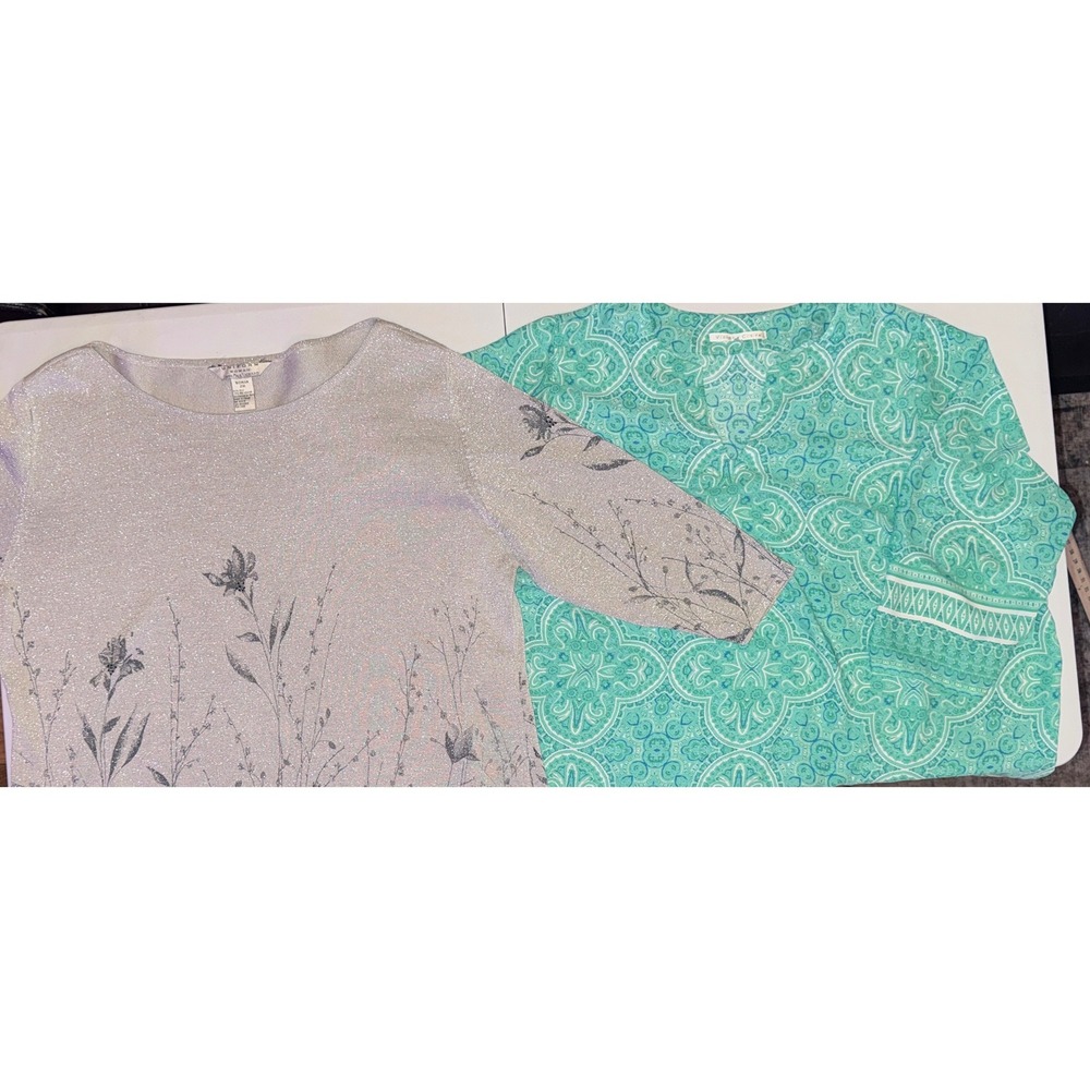 John Paul Richard Vera Claire‎ Tops Womens 2X Silver Teal Silk Blend Boho Bundle